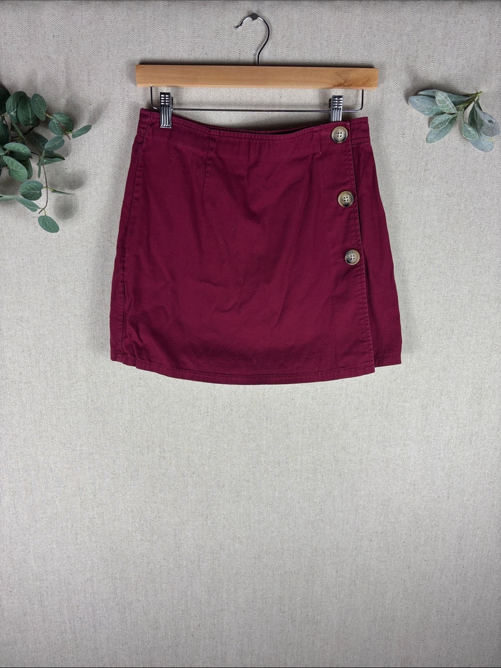 ModCloth > Burgundy 90s Button-Accent Mini Skirt 4